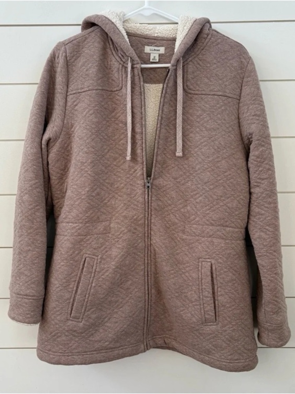 L.L. Bean Quilted Hooded Teddy Jacket in Dusty Mauve